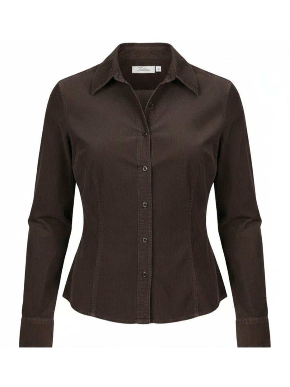 TALBOTS Stretch Women's Brown Long-Sleeves Cotton Spandex Blend Shirt Size Large